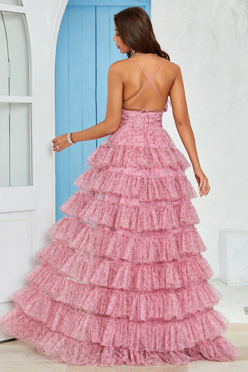Tirantes de Espagueti Vestido de Graduación Tul Estampado Floral
